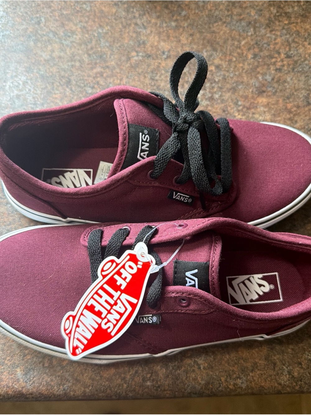 Vans Kids Canvas Sneakers - Burgundy with Black Laces